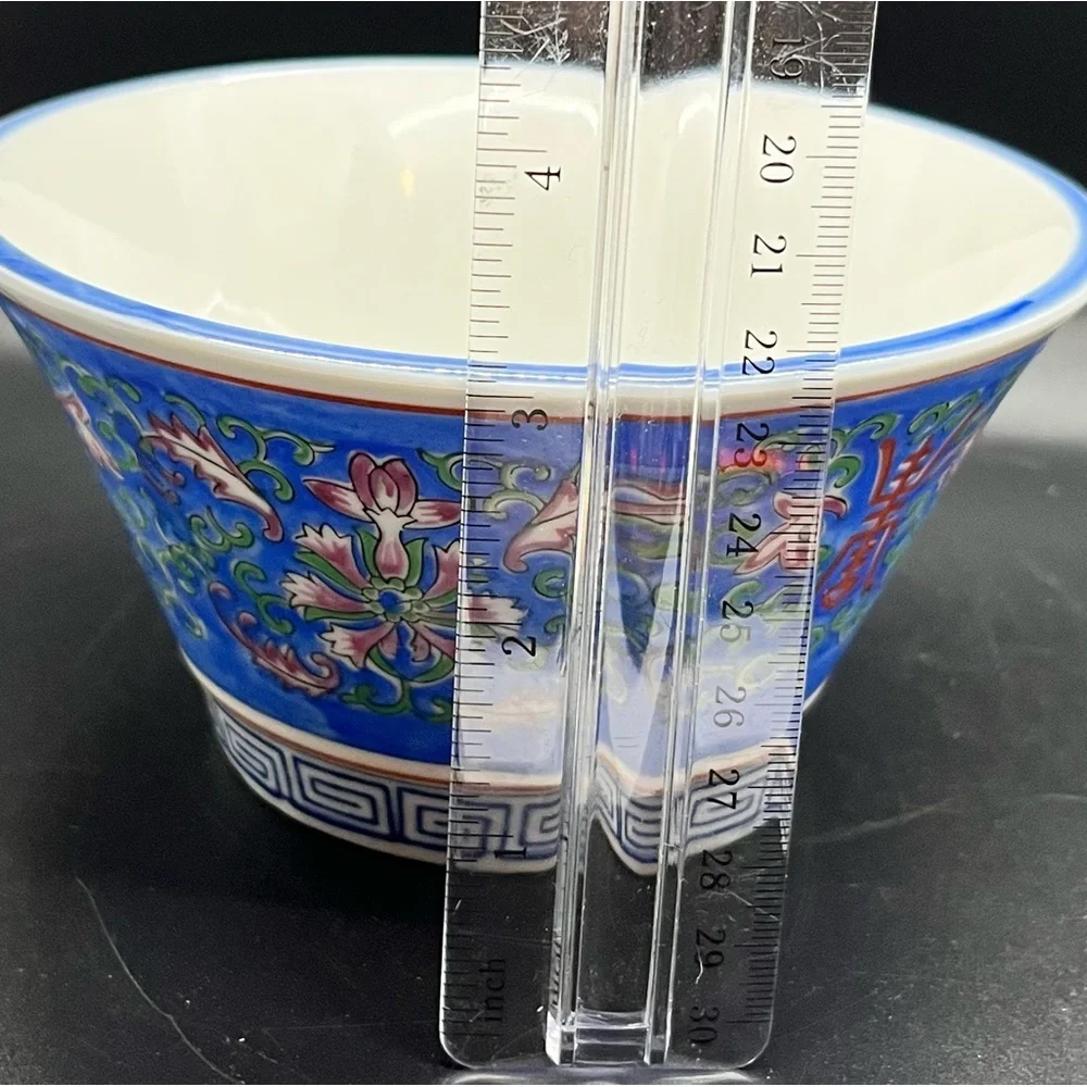 Beautiful Vintage Blue and Pink Japanese Bowl by Wony LTD Chinoiserie